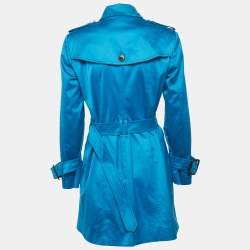 Pre Owned معطف بريري ترنش قطن أزرق تشيلسي مقاس وسط (ميديم)