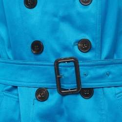 Pre Owned معطف بريري ترنش قطن أزرق تشيلسي مقاس وسط (ميديم)