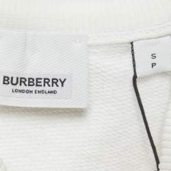 Pre Owned Burberry White Logo Print Cotton Knit Sweatshirt S