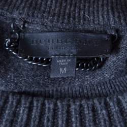 Pre Owned Burberry Prorsum Grey Merino Wool and Cashmere Shoulder Button Detail Sweater M
