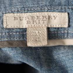 مملوكة م�سبقًا Burberry Brit Indigo Chambray Pintuck Detail Shirt Dress S