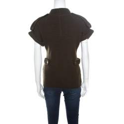 Pre Owned Burberry Dark Green Merino Wool Tab Detail High Neck Sweater Top S