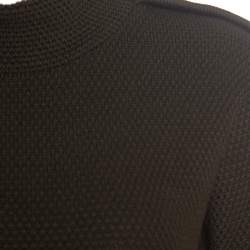 Pre Owned Burberry Dark Green Merino Wool Tab Detail High Neck Sweater Top S