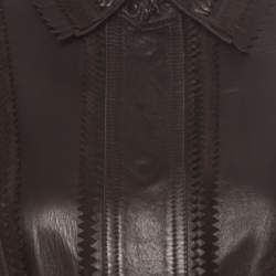 Pre Owned Burberry Prorsum Brown Lamb Leather Fringed Trim Jacket S