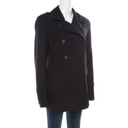 مملوكة مسبقًا Burberry London Black Wool Double Breasted Coat L