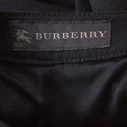 Pre Owned Burberry Black Wool Crepe Buttoned Long Sleeve Balloon Hem Dress M