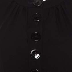 Pre Owned Burberry Black Wool Crepe Buttoned Long Sleeve Balloon Hem Dress M