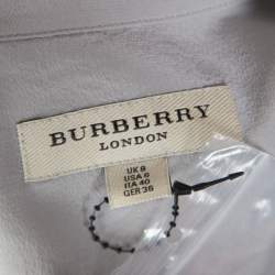 Pre Owned Burberry London Grey and White Colorblock Silk Long Sleeve Shirt S