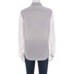 Pre Owned Burberry London Grey and White Colorblock Silk Long Sleeve Shirt S