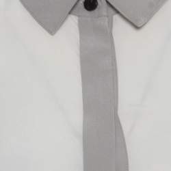 Pre Owned Burberry London Grey and White Colorblock Silk Long Sleeve Shirt S
