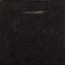 Pre Owned Burberry London Black Floral Lace Leather Trim Detail Pencil Skirt S
