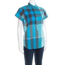 مملوكة مسبقًا Burberry Brit Multicolor Checked Cotton Short Sleeve Shirt XS