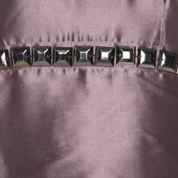 Burberry Metallic Purple Silk Blend Stud Embellished Halter Neck Top S 