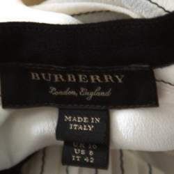 Pre Owned Burberry Black and White Chiffon Pintuck Bodice Maxi Dress M 