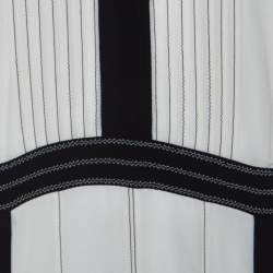 Pre Owned Burberry Black and White Chiffon Pintuck Bodice Maxi Dress M 