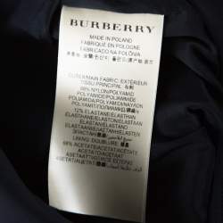 Pre Owned Burberry Navy Blue Stretch Crepe Button Front Trench Midi Skirt L 