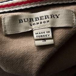 مملوكة مسبقًا Burberry Beige Cotton Puff Sleeve Polo T-Shirt S