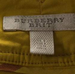 Pre Owned Burberry Mustard Yellow Cotton High Waist Back Buckle Detail Shorts S