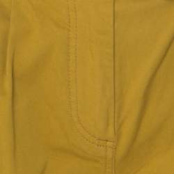 Pre Owned Burberry Mustard Yellow Cotton High Waist Back Buckle Detail Shorts S