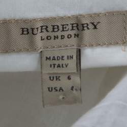 Pre Owned Burberry London White Eyelet Cotton Button Front Short Flared Skirt S