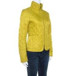 Pre Owned Burberry Pear Green Zip Front Quilted Jacket XS