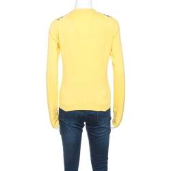 Pre Owned Burberry Brit Yellow Knit Button Front Cardigan S