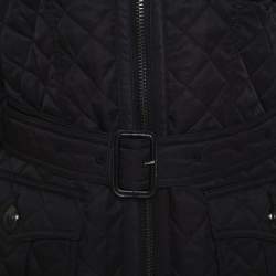 Pre Owned Burberry Black Diamond Quilted Coat M