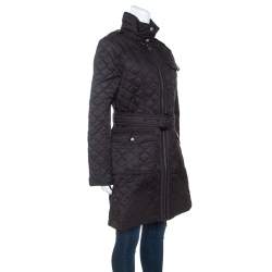 Pre Owned Burberry Black Diamond Quilted Coat M