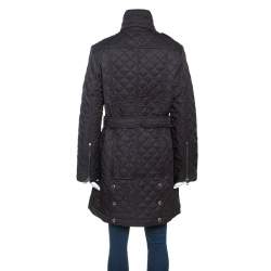 Pre Owned Burberry Black Diamond Quilted Coat M