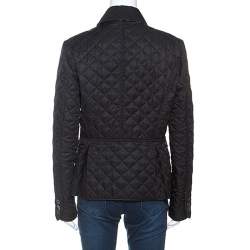 مملوكة مسبقًا Burberry Brit Black Diamond Quilted Button Front Jacket M