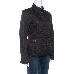 مملوكة مسبقًا Burberry Brit Black Diamond Quilted Button Front Jacket M