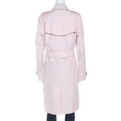 مملوكة مسبقًا Burberry Pink Cotton Double Breasted Harbourne Trench Coat L