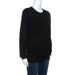 Pre Owned Burberry Brit Black Wool Elbow Patch Detail Crew Neck Dockley Jumper M