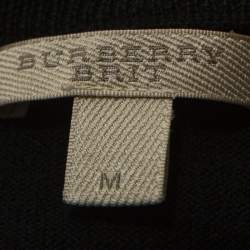 Pre Owned Burberry Brit Black Wool Elbow Patch Detail Crew Neck Dockley Jumper M