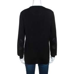 Pre Owned Burberry Brit Black Wool Elbow Patch Detail Crew Neck Dockley Jumper M