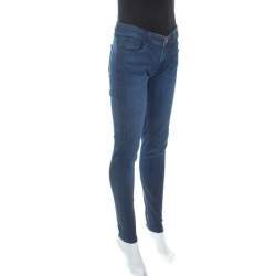 Pre Owned Burberry Brit Indigo Denim Medium Wash Low Rise Skinny Fit Jeans M