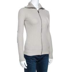 مملوكة مسبقًا كارديجان بربري تفاصيل رقعة كوع مضلع صوف بيج XS