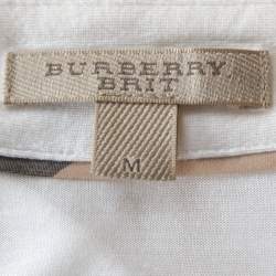 Pre Owned توب بربري بريت مودال أبيض بياقة M