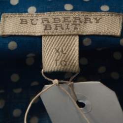 Pre Owned Burberry Brit Blue Polka Dot Cotton Linen Button Front Shirt XL