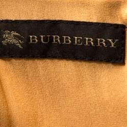 Pre Owned Burberry Bronze Silk Satin Ruffled Wrap Dress S