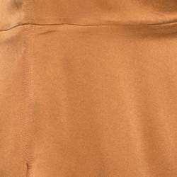 Pre Owned Burberry Bronze Silk Satin Ruffled Wrap Dress S