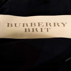 مملوكة مسبقًا معطف طويل بربري بريت حواف مرصعة جلد أسود S