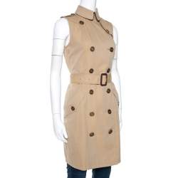 Pre Owned Burberry Brit Beige Cotton Sleeveless Trench Coat S