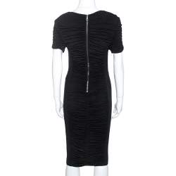 Pre Owned فستان بربري بوديكون مكشكش تركيو مرن أسود مقاس وسط (ميديوم)