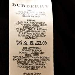 Pre Owned Burberry Black Silk Half Placket Midi Dress M