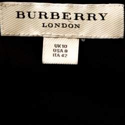 Pre Owned Burberry Black Silk Half Placket Midi Dress M