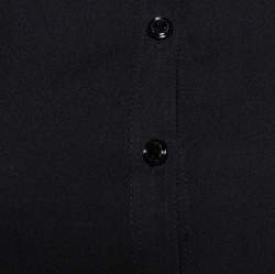 Pre Owned Burberry Black Silk Half Placket Midi Dress M