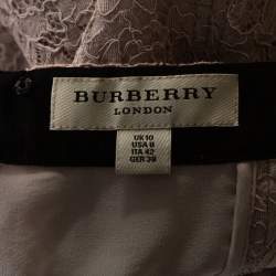 Pre Owned Burberry Pale Pink Corded Lace Paneled A Line Skirt M