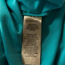 مملوكة مسبقًا تي شيرت بولو بربري بريت ياقة مكشكشة بيك قطن أزرق مخضر XL