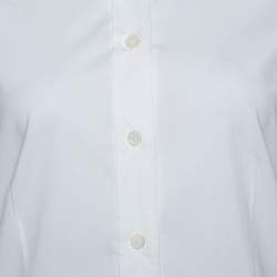 Pre Owned Burberry White Stretch Cotton Button Front Long Sleeve Shirt S